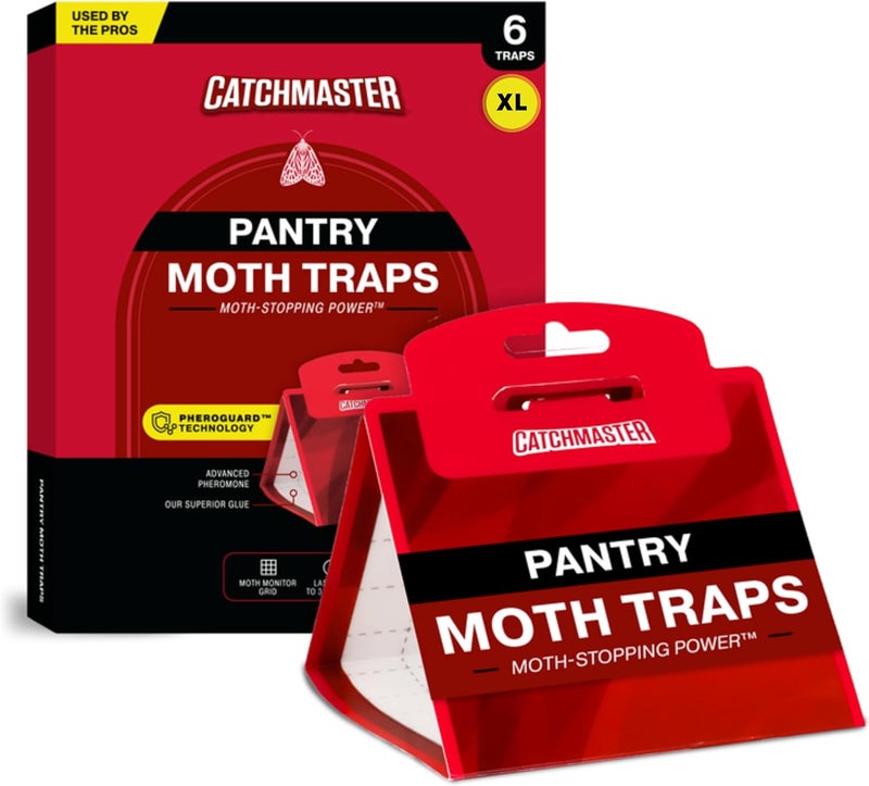 Catchmaster Pantry Moth Traps with Premium Extra Strength Pheromone Technology – XL, Extra-Strength Flour & Indian Meal Moth Traps – Protects Kitchen Cabinets & Food Storage – Red, 6PK - Image 1
